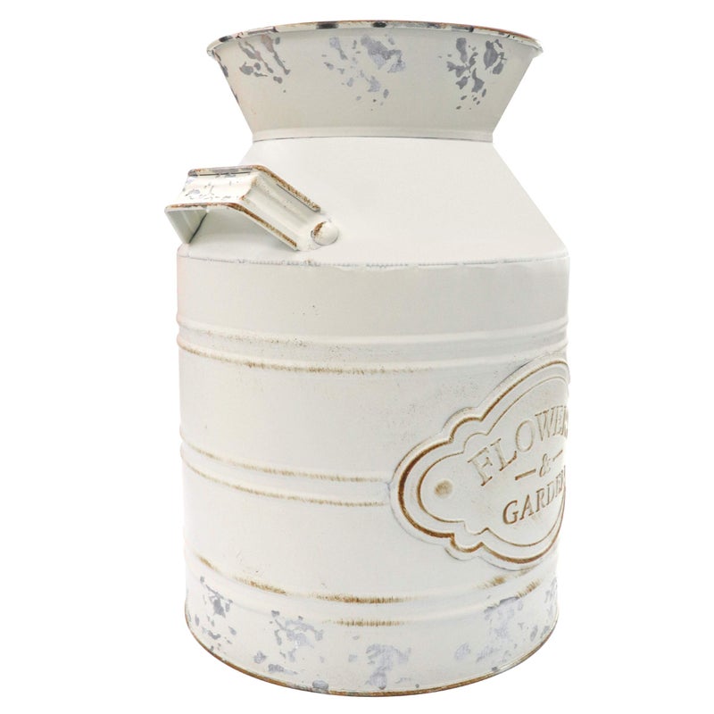 Soyizom Vintage Rustic Farmhouse Galvanized Metal Shabby Chic Flower Vase Watering Can Tin Jug French Style Bucket Pot Pitcher Flower Holder Vase with Handle for Kitchen Garden Decor â€”Large,9.8" H - Image 3